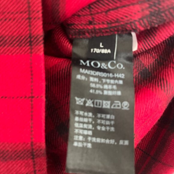 Wool Blend Ruched Skirt Plaid Mini Shirt Dress - Picture 5 of 6